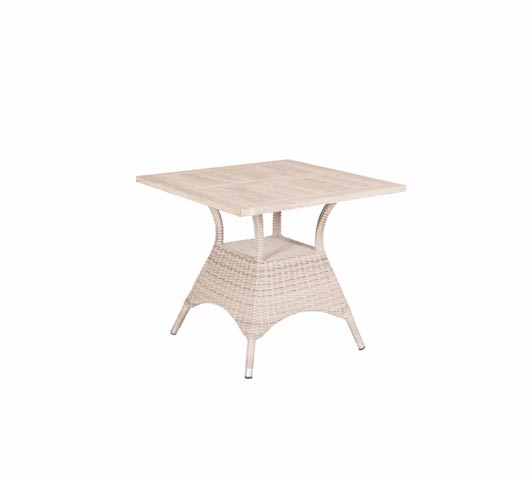 Dining Table 80x80cm Venice Wicker White Wash Teak Wholesale Teak Outdoor Furniture Sydney Australia